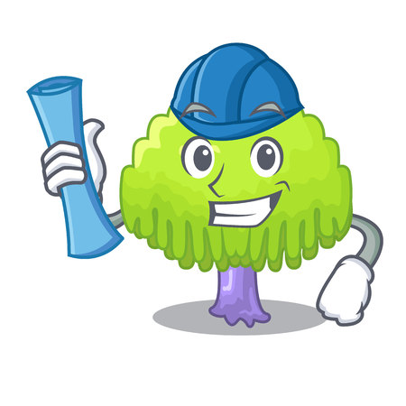 Architect drawing of willow tree shape cartoon vector illustrationのイラスト素材