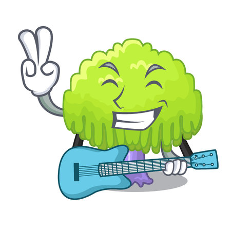With guitar green tree willow on the character vector illustrstionのイラスト素材