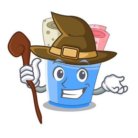 Witch ice cream rolls at cups cartoon vector illustrationのイラスト素材