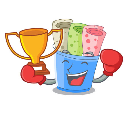 Boxing winner ice cream roll small depth mascot vector illustrationのイラスト素材