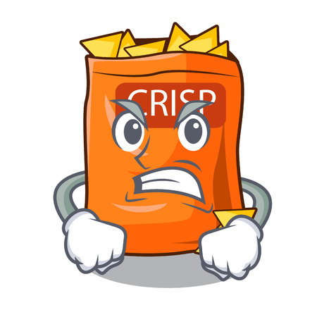 Angry crispy chips snack on a character vector illustrationのイラスト素材