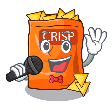 Singing Smirking crispy chips snack on a character vector illustrationのイラスト素材