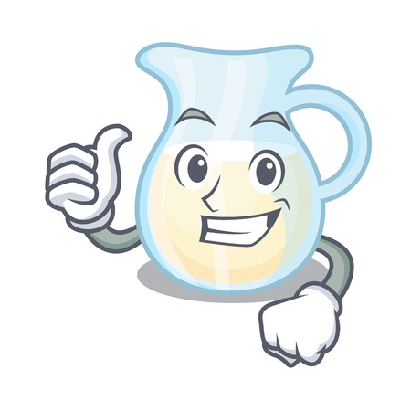 Thumbs up Jug of milk isolated on mascot vector illurstartionのイラスト素材
