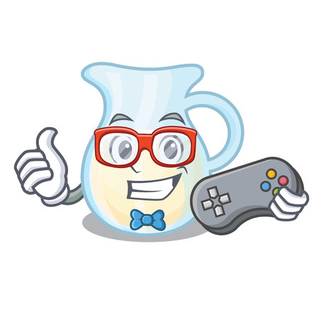 Gamer milk jug completely filled with character vector illustrationのイラスト素材