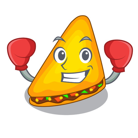 Boxing quesadilla with chicken and sauce cartoon vector illustrationのイラスト素材