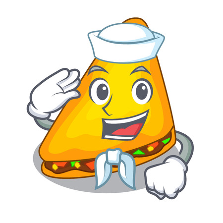 Sailor quesadilla with chicken and sauce cartoon vector illustrationのイラスト素材