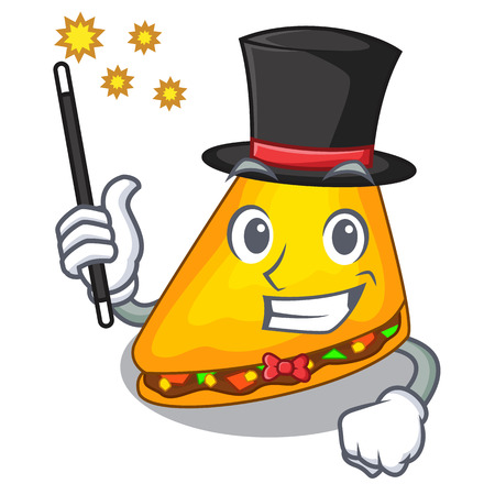 Magician cooked quesadillas parts with a cartoon vector illustrationのイラスト素材