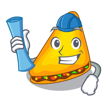 Architect mexican quesadilla wrap with a character vector illustrationのイラスト素材
