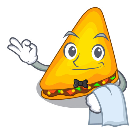 Waiter quesadilla on a table in mascot vector illustrationのイラスト素材