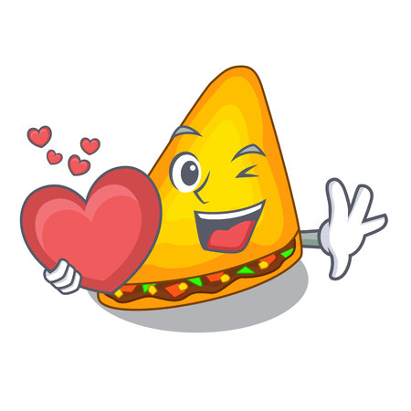 With heart quesadilla on a table in mascot vector illustrationのイラスト素材