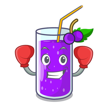 Boxing grape juice bottled with in cartoon vector illustrationのイラスト素材