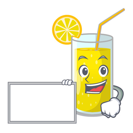 With board lemon juice glass on cartoon shape vector illustrationのイラスト素材