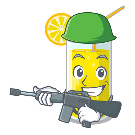 Army lemon juice glass on cartoon shape vector illustrationのイラスト素材