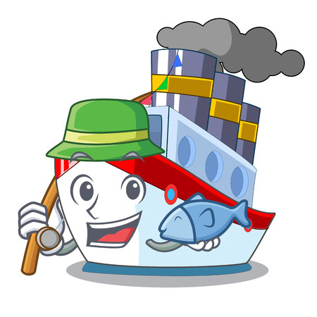 Fishing luxury character ship sailing to port vector illustrationのイラスト素材
