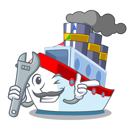 Mechanic ship contener a in shape cartoon vector illustrationのイラスト素材