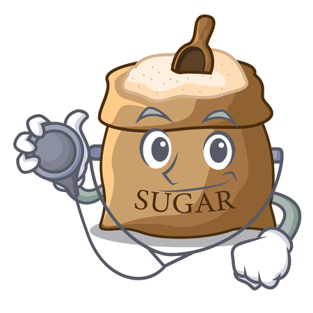 Doctor sugar with scoop cartoon in sack vector illustrationのイラスト素材