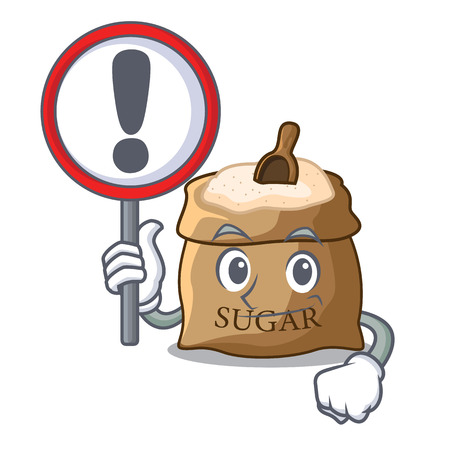With sign sugar with scoop cartoon in sack vector illustrationのイラスト素材