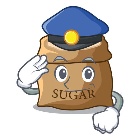 Police sugar with scoop cartoon in sack vector illustrationのイラスト素材