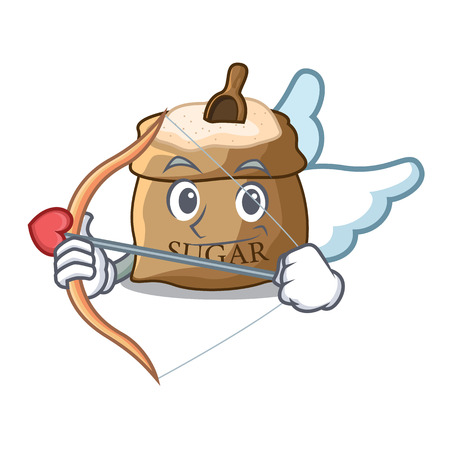 Cupid sugar with scoop cartoon in sack vector illustrationのイラスト素材