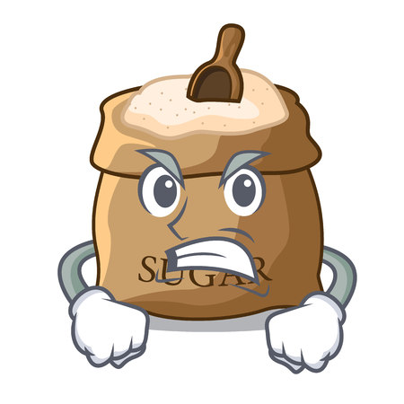 Angry sugar that burlap sack on mascot vector illustrationのイラスト素材