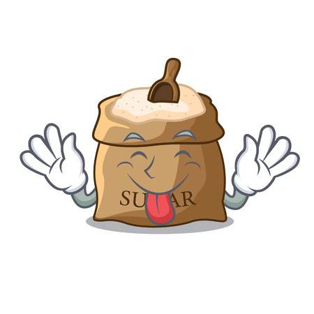 Tongue out sugar in bowl isolated on cartoon vector illustrationのイラスト素材