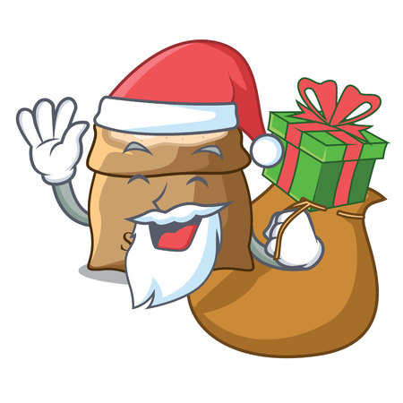Santa with gift sugar in bowl isolated on cartoon vector illustrationのイラスト素材