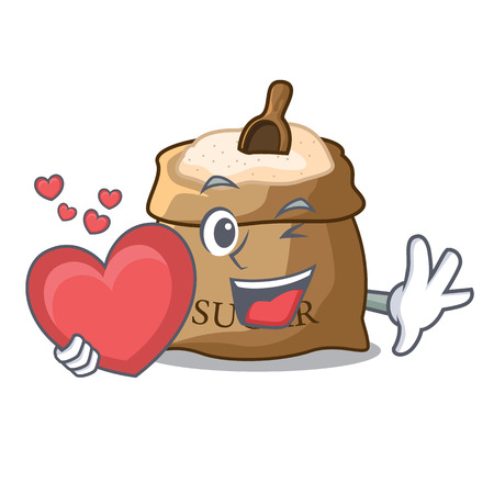 With heart sugar that burlap sack on mascot vector illustrationのイラスト素材