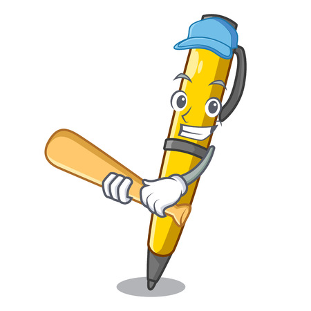 Playing baseball Pen shape that on a cartoon vector illustrationのイラスト素材