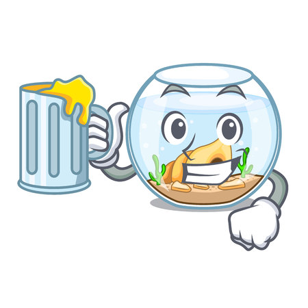 With juice fishbowl jumping outside the on character vector illustrationのイラスト素材