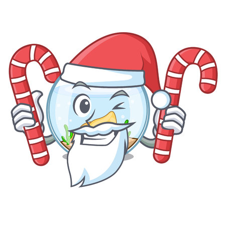 Santa with candy fishbowl in a funny on cartoon vector illustrationのイラスト素材