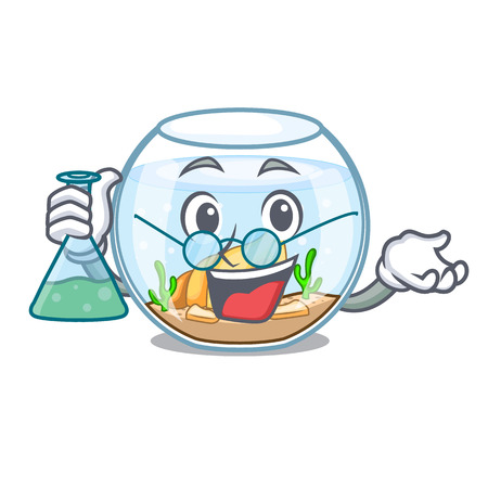 Professor fishbowl in glass sphere on mascot vector illustrationのイラスト素材