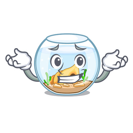 Grinning fishbowl in glass sphere on mascot vector illustrationのイラスト素材