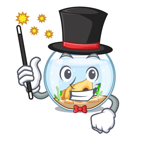 Magician fishbowl in a funny on cartoon vector illustrationのイラスト素材