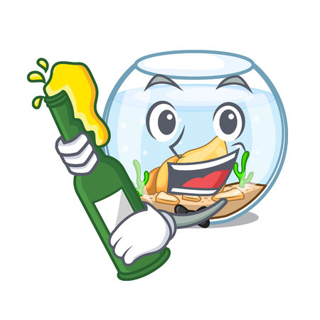 With beer fishbowl in a funny on cartoon vector illustrationのイラスト素材