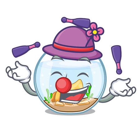 Juggling fishbowl in a funny on cartoon vector illustrationのイラスト素材