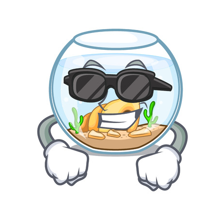 Super cool fishbowl in glass sphere on mascot vector illustrationのイラスト素材