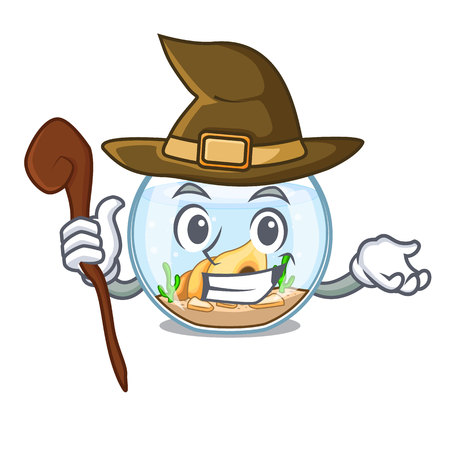 Witch fishbowl jumping outside the on character vector illustrationのイラスト素材