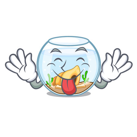 Tongue out fishbowl in a funny on cartoon vector illustrationのイラスト素材