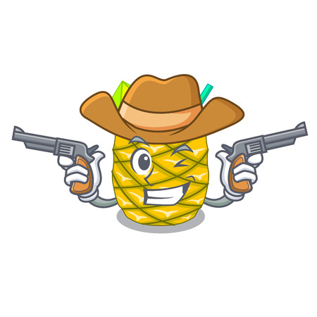 Cowboy pineapple juice garnished with on cartoon vector illustrationのイラスト素材
