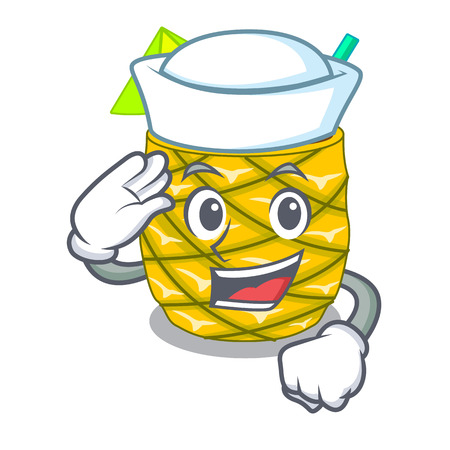 Sailor pineapple juice garnished with on cartoon vector illustrationのイラスト素材