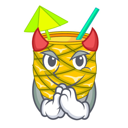 Devil Pineapple fruit juice on character drink vector illustrationのイラスト素材