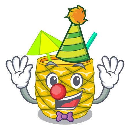 Clown bottles pineapple juice on cartoon table vector illustrationのイラスト素材