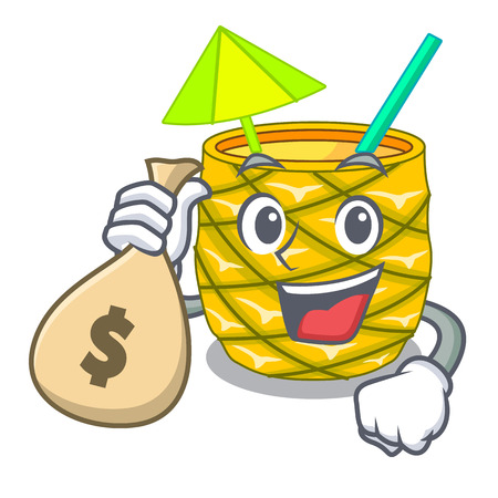 With money bag pineapple juice garnished with on cartoon vector illustrationのイラスト素材