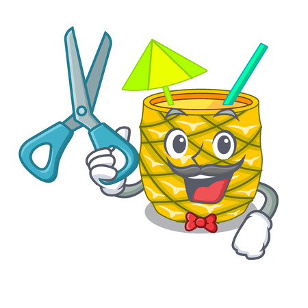Barber pineapple juice garnished with on cartoon vector illustrationのイラスト素材