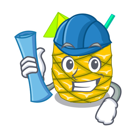 Architect Pineapple juice in glassware on mascot vector illustrationのイラスト素材