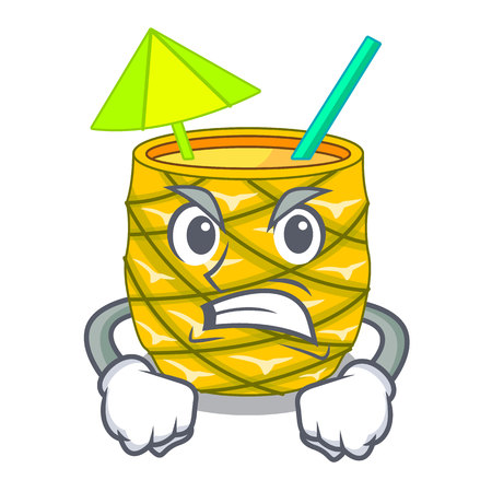 Angry Pineapple fruit juice on character drink vector illustrationのイラスト素材