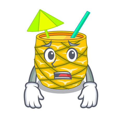 Afraid Pineapple fruit juice on character drink vector illustrationのイラスト素材