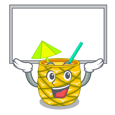 Up board pineapple juice garnished with on cartoon vector illustrationのイラスト素材