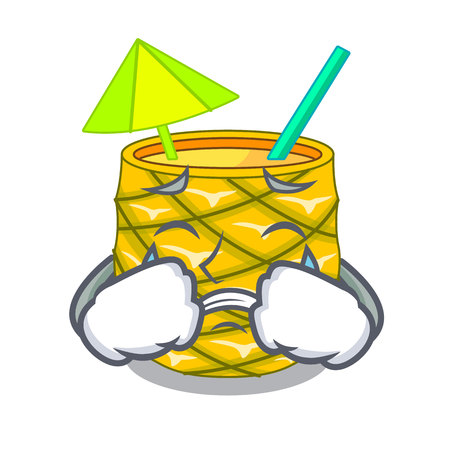 Crying Pineapple fruit juice on character drink vector illustrationのイラスト素材