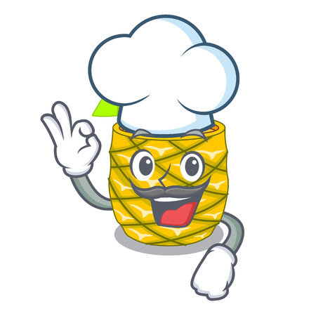 Chef Pineapple juice in glassware on mascot vector illustrationのイラスト素材